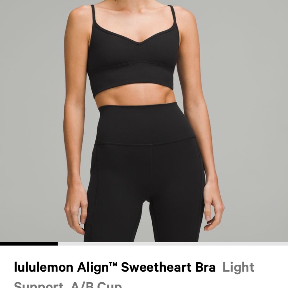 lululemon Align™ Sweetheart Bra Light Support, A/B Cup. Size 8. Black.